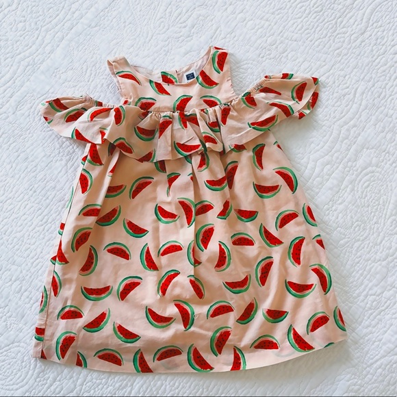 Janie and Jack watermelon summer dress ruffle cold shoulder size 2t - Picture 5 of 11